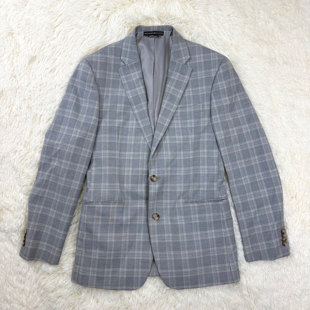 Tommy Hilfiger Blazer Mens 40R Gray Plaid Two Button Stretch Sport Coat
